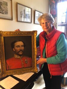 Sarah Saunders Davies with the portrait of Col Danvers Osborn(1827-1898) R Raza