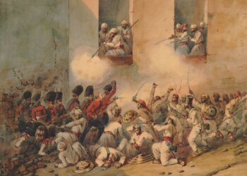 The 78th Highlanders at the taking of Sucunderabagh